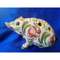 Mosinic French Faience Pig Flower Frog Antique France *