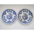 Antique John Maddock and Sons Royal Vitreous Bombay Blue Rimed Plates