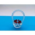 Byzantium Crystal Collection Stunning Cut Glass Crystal red Flower Basket