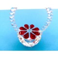 Byzantium Crystal Collection Stunning Cut Glass Crystal red Flower Basket