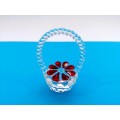 Byzantium Crystal Collection Stunning Cut Glass Crystal red Flower Basket