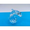 Byzantium Crystal Collection Stunning Cut Glass Crystal Dolphin on ball