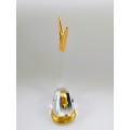 STUNNING VINTAGE MURANO ART GLASS WHALE FIGURINE WITH GOLD TRIM OVERLAYS