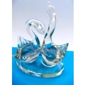 Hand Crafted Clear Glass Swan Paperweight
