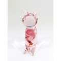 Hand Crafted Pink Glass Cat