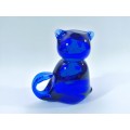 Hand Crafted Murano Cobalt Blue Glass Cat