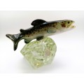 Vintage Swimming Trout Sculpture - Raymond Gangloff France - Crystal Base