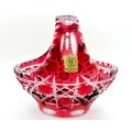 AWESOME CAESAR CRYSTAL BOHEMIAE MADE IN CZECH REPUBLIC HAND CUT RUBY RED LEAD CRYSTAL BASKET
