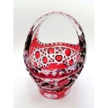 AWESOME CAESAR CRYSTAL BOHEMIAE MADE IN CZECH REPUBLIC HAND CUT RUBY RED LEAD CRYSTAL BASKET