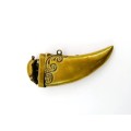 C.1890 Brass Vesta Case, or match case,chatelaine tusk shaped with a pig or boar on the lid #