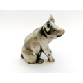 Silver Metal solid heavy sitting Pig