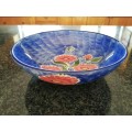 Large Hand Painted Blue Bowl