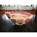 Stunning Large Hand Painted bowl with Pink Flowers Tulips KOEKOE POTS CERAMICS