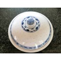 Large Chinese Rice Grain Blue and White Lidded Bowl