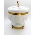 Continental blanc de Chine gilt metal mounted bowl depicting putti Cherubs