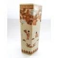 Japanese Tall hexagonal vase decorated with figures