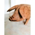 Vintage Large 44cm Wooden Pig  Hand Carved