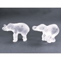 Two Lalique frosted crystal baby elephant figurines: `Timori` and `Timora`,