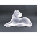 Lalique frosted crystal recumbent Simba Lioness figurine, signed Lalique France