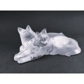 Lalique frosted crystal `Reclining Cats` figurine, designed by Marc Lalique