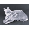 Lalique frosted crystal `Reclining Cats` figurine, designed by Marc Lalique