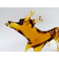 Vintage Large Murano Amber Glass Deer Figure