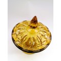 Anchor Hocking Amber Glass Lidded Candy Dish, Vintage