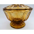 Anchor Hocking Amber Glass Lidded Candy Dish, Vintage