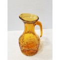 Vintage Italian Amber Glass Pitcher - Vintage Retro Italian Textured Amber Glass Jug