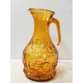 Vintage Italian Amber Glass Pitcher - Vintage Retro Italian Textured Amber Glass Jug