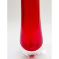 Murano sommerso red glass tubular vase