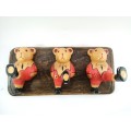 Large Hand Crafted Three Bears Wall Mount Clothing Hook