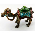 Highly Decorative Enameled Metal Hinged Camel Trinket Box