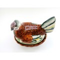 Marvelous Rare Large Figural English Staffordshire Porcelain Laying Hen Chicken on Nest Tureen