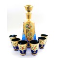 Vintage Italian Cobalt Blue & Gold Venetian De - Ar Sesto Fiorentini Italian Glasses and decanter