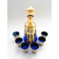 Vintage Italian Cobalt Blue & Gold Venetian De - Ar Sesto Fiorentini Italian Glasses and decanter