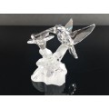 Swarovski Crystal Figurine Hummingbird on Flower 166184 RETIRED