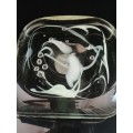 Murano clear and white swirl glass table ornaments paperweight