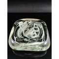 Murano clear and white swirl glass table ornaments paperweight