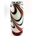 Large Mid-centry Krosna Josefina? Art glass vibrant orange and red vase