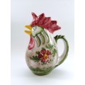 Deruta Rooster Porcelain Pitcher Farmhouse Chicken Jug Hand Painted Italy