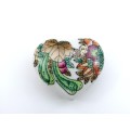 Vintage Heart shape hand Painted  Porcelain Trinket Box.