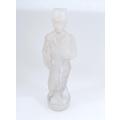 French clear and frosted glass military figurine bottle inscribed STANLEY, circa 1900