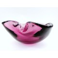 Large Murano Hand Blown Glass Pink and Blue Dish Bowl