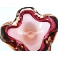 Large Murano Hand Blown Glass Pink and Blue Dish Bowl