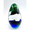 Stunning vibrant detailed Blue and Green glass paperweight