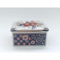 Imari Style Square Porcelain Lidded Trinket Box