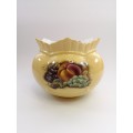 Aynsley orchard gold bone china porcelain Rose Bowl with Brass Flower Frog  in the Orchard Gold