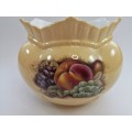 Aynsley orchard gold bone china porcelain Rose Bowl with Brass Flower Frog  in the Orchard Gold