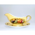Aynsley orchard gold bone china porcelain Gravy Boat & Stamd in the Orchard Gold